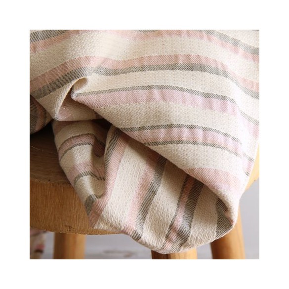 jacquard français - rayures rose et écru