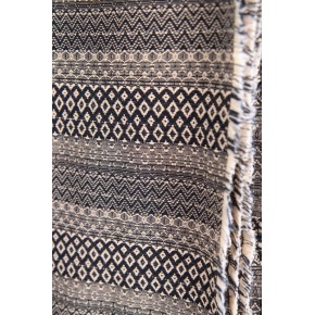 tissu jacquard - marine et écru