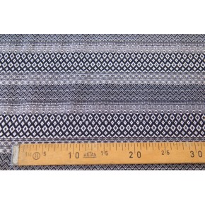 tissu jacquard marine et écru - un chat sur un fil