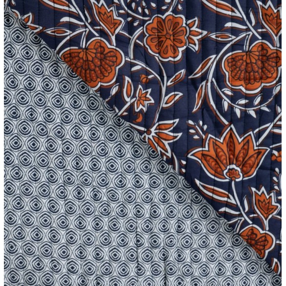 tissu matelassé fleurs esprit coton indien - un chat sur un fil