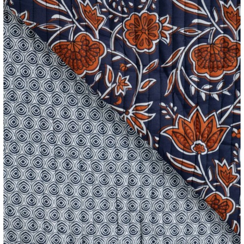 tissu matelassé fleurs esprit coton indien - un chat sur un fil