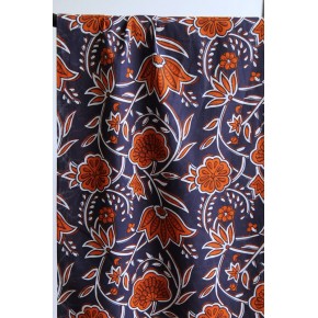 coton imprimé fleurs indiennes - un chat sur un fil