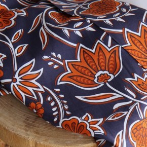 voile de coton fleurs indiennes - un chat sur un fil