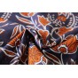 tissu coton indien marine grandes fleurs cognac