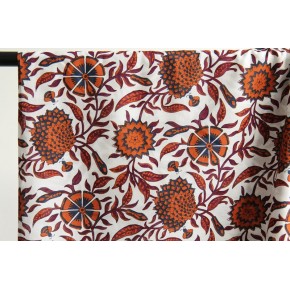 voile de coton fleurs indiennes - un chat sur un fil