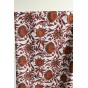 tissu coton indien blanc grandes fleurs cognac