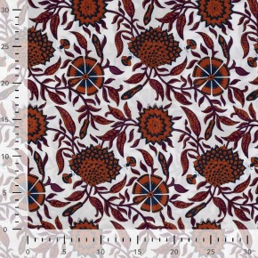 coton imprimé fleurs indiennes - un chat sur un fil