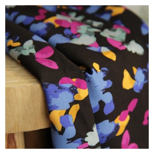 tissu viscose poème lilas - un chat sur un fil