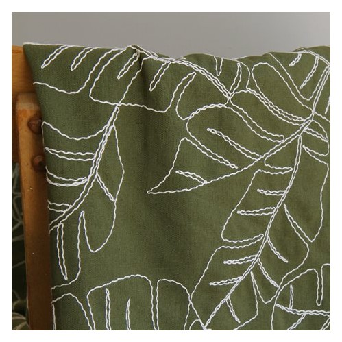 tissu lin et viscose avec broderies fleurs - kaki et écru