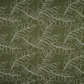 tissu brodé - kaki et écru