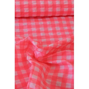 joli coton et polyester vichy rose fluo