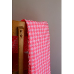 tissu vichy en seersucker rose fluo