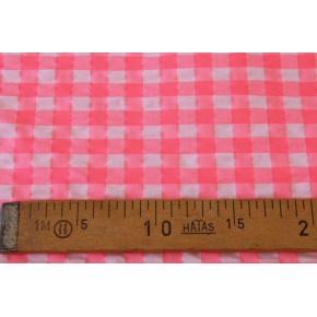 tissu vichy rose fluo et blanc - tissu seersucker