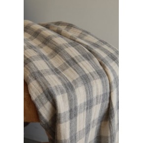 jolie double gaze carreaux - écru et gris