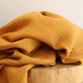 tissu double gaze coton bio - ocre