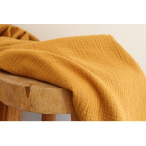 tissu double gaze jaune ocre - coton bio