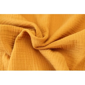 tissu double gaze ocre en coton bio gots