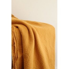 tissu double gaze ocre en coton bio gots