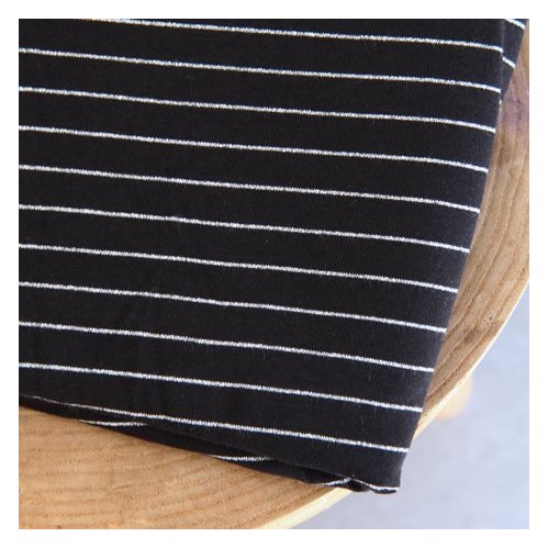 joli tissu fines rayures marinière - argent et noir