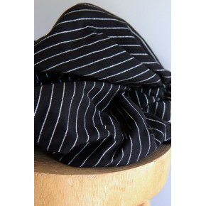 tissu jersey rayé - noir et argenté