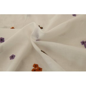 tissu brodé blanc cassé - broderie fleurs