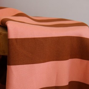 TISSU COTON RAYURES - caramel et rose