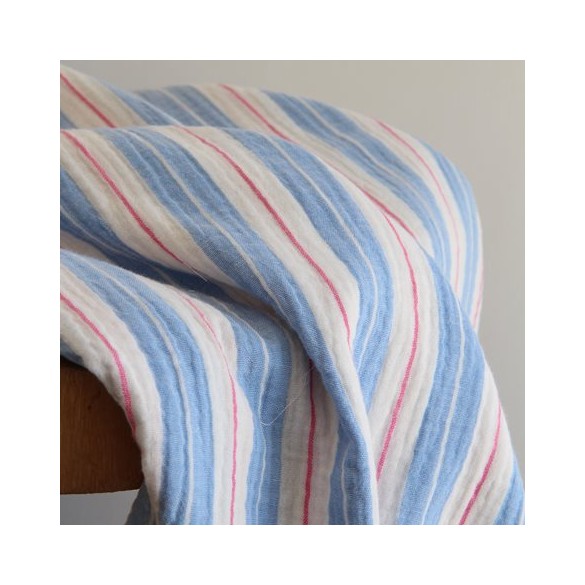 jolie double gaze - bleu rayée rose