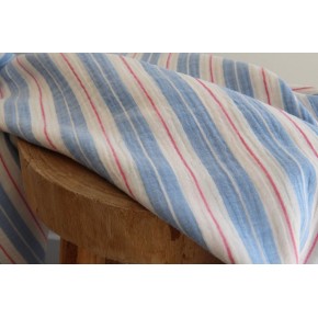 tissu double gaze rayée - un chat sur un fil