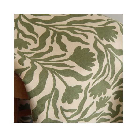 tissu sweat fleur et écru