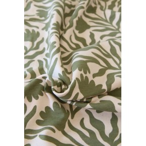sweat imprimé fleurs vert et beige