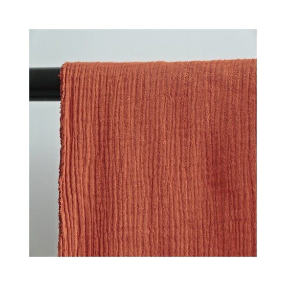 tissu double gaze brique