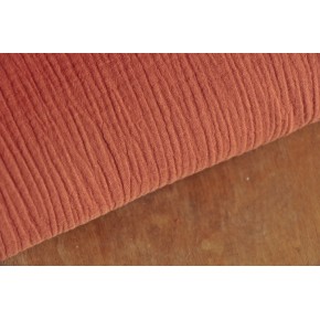 tissu double gaze coton brique