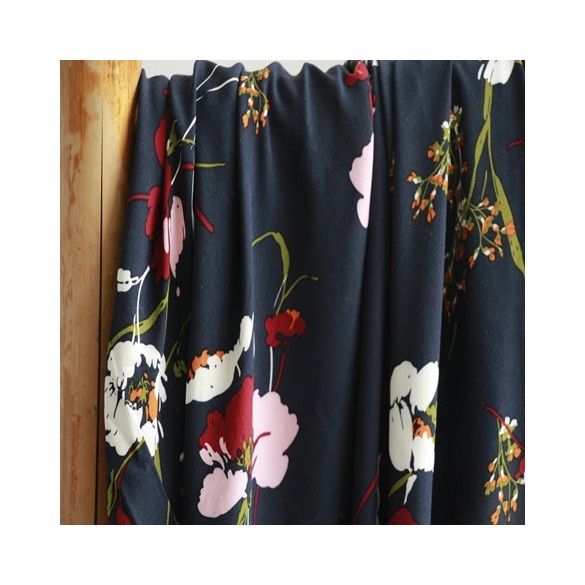 viscose fleurs uma marine