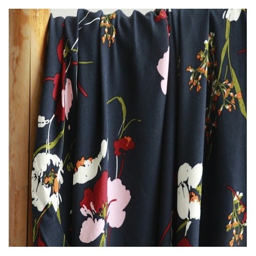 viscose fleurs uma marine