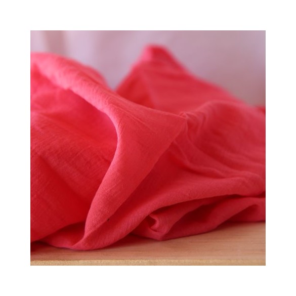 tissu crépon coton corail