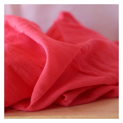 tissu crépon coton corail