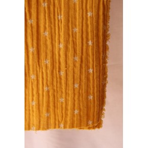 tissu double gaze coton étoile - ocre