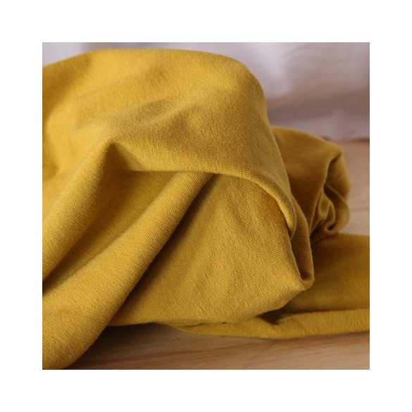 tissu viscose moutarde - un chat sur un fil
