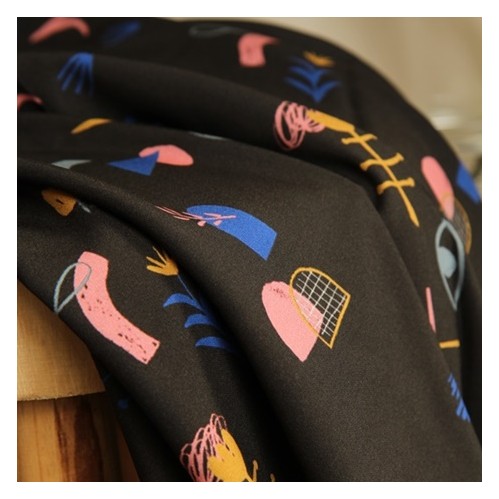 tissu viscose esquisse - noir