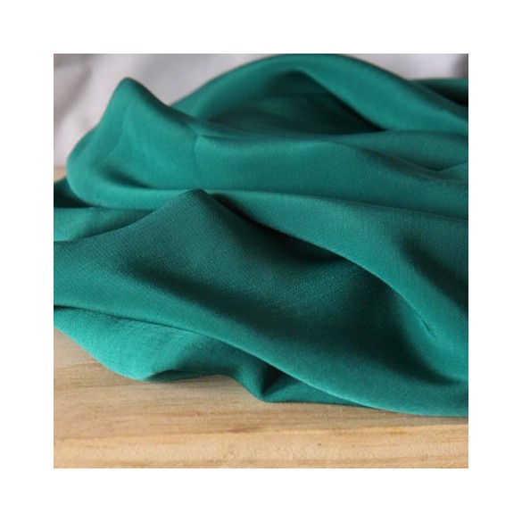 TISSU VERT BOUTEILLE SATINE - UN CHAT SUR UN FIL