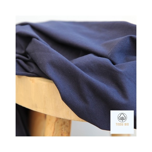 jersey coton bio certifié - marine