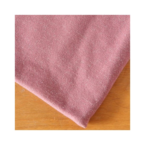 tissu bord côte vieux rose et argent