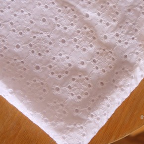Broderie anglaise blanc - un chat sur un fil