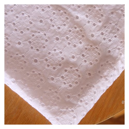 Broderie anglaise blanc - un chat sur un fil