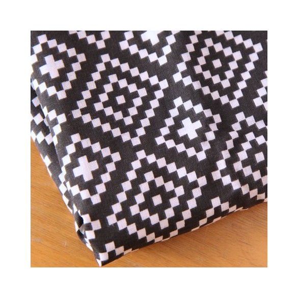 tissu double gaze graphique - noir et blanc