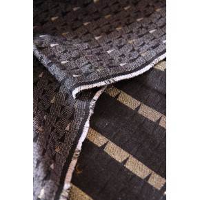 tissu jacquard upcyclé - gris foncé et doré