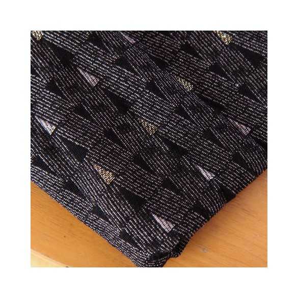 tissu français - jacquard gris foncé et noir