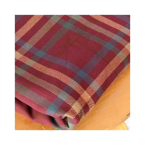 tissu en twill de coton carreaux - bordeaux