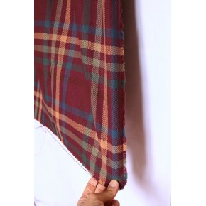 tissu carreaux bordeaux - tissu upcyclé
