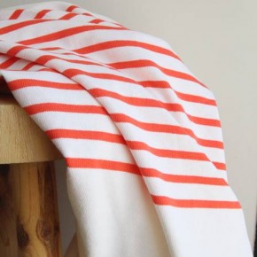 jersey marinière blanc et corail - un chat sur un fil